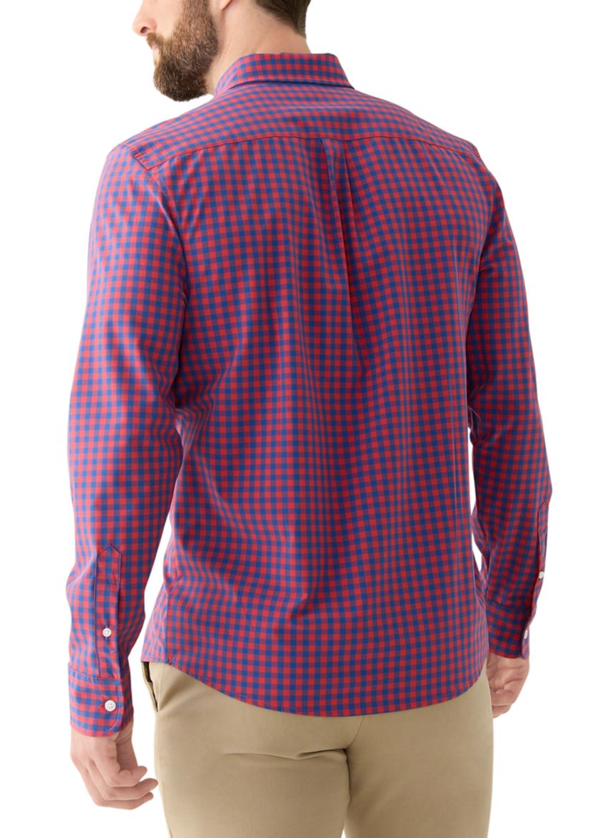 Long Sleeve Gingham Plaid Woven Shirt 