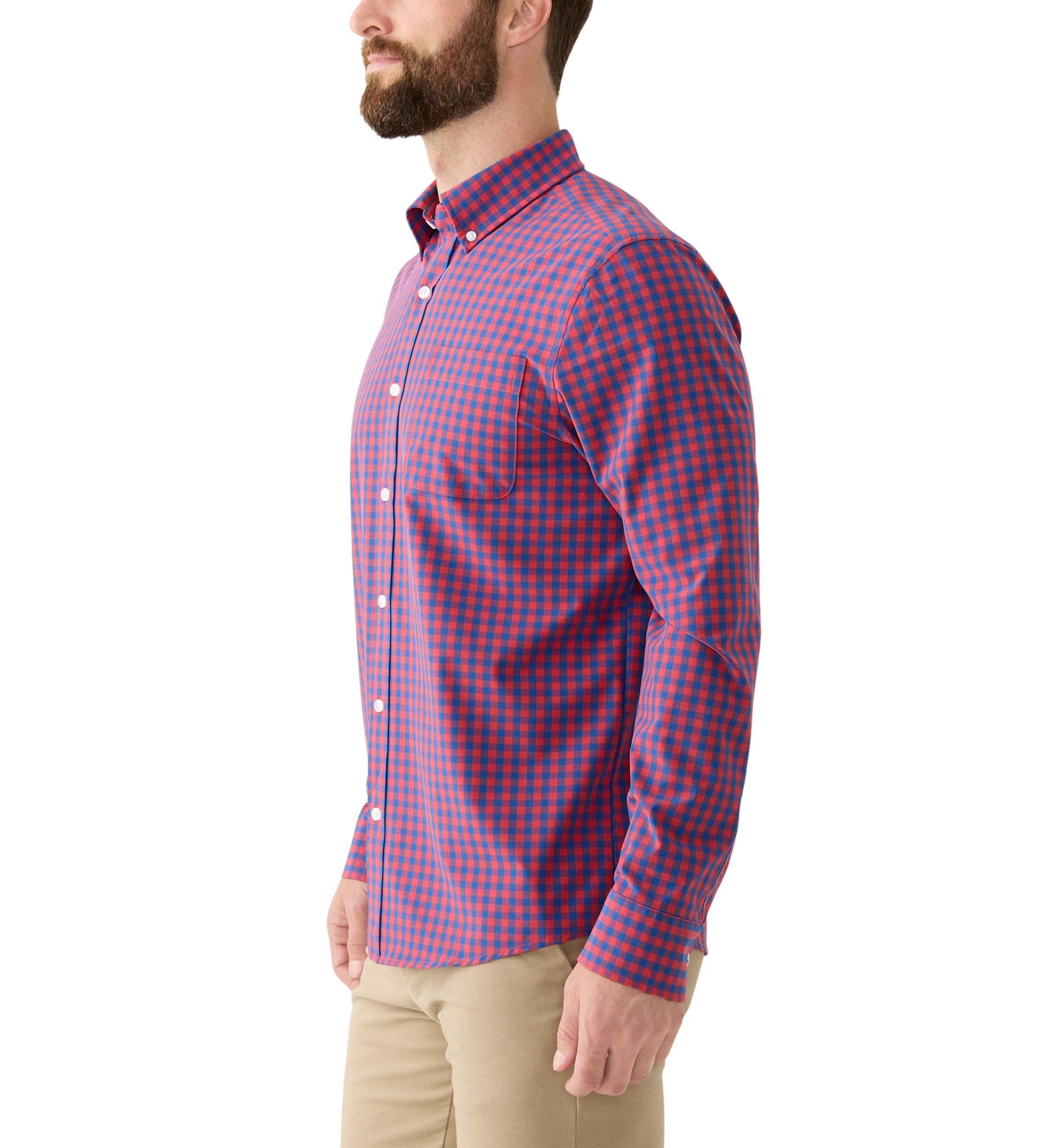 Long Sleeve Gingham Plaid Woven Shirt 