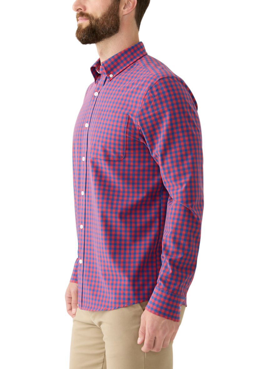 Long Sleeve Gingham Plaid Woven Shirt 