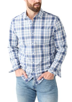 Southern Proper Men's Long Sleeve Plaid Shirt, Blue, Small