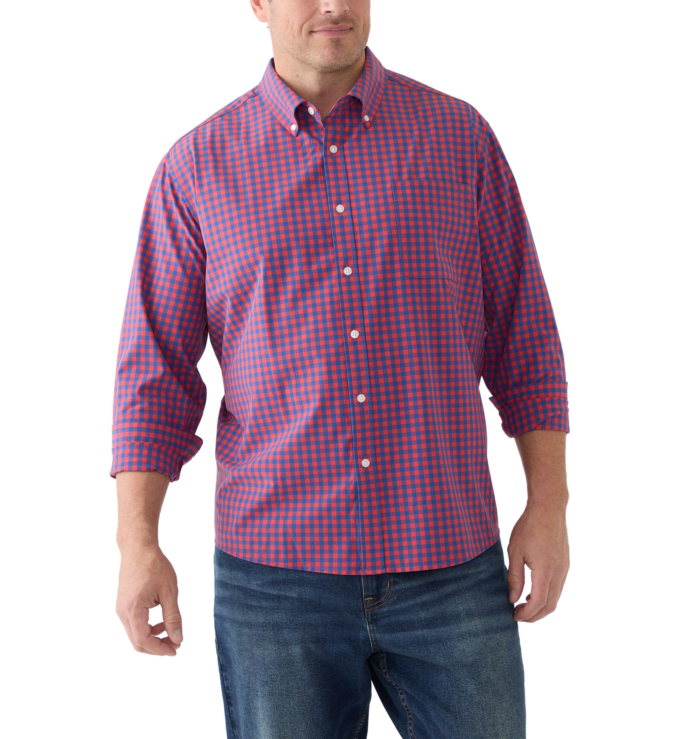 Big & Tall Long Sleeve Gingham Plaid Shirt