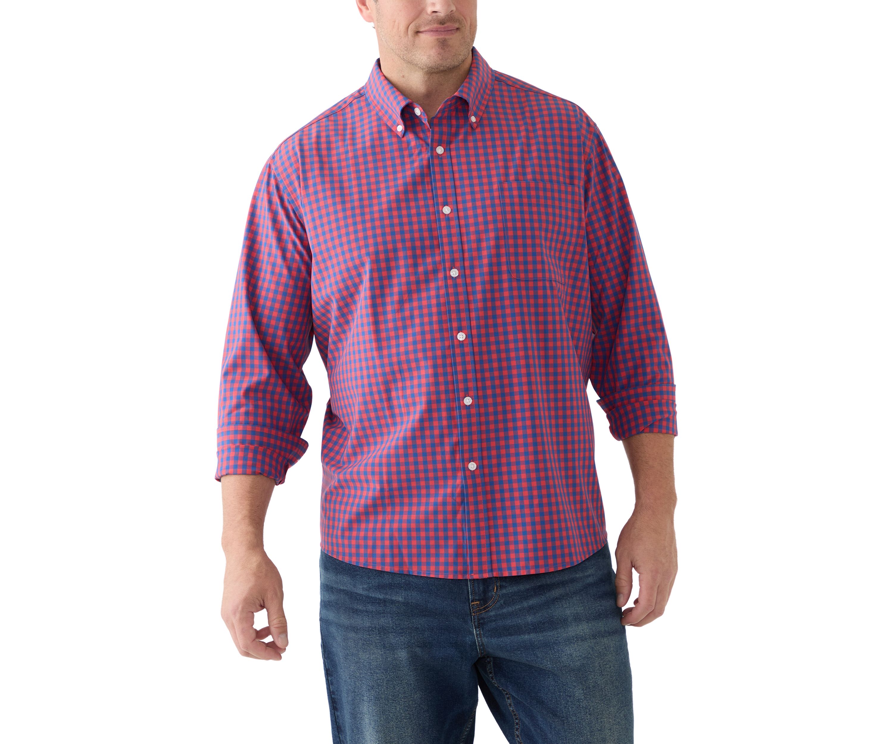 Big & Tall Long Sleeve Gingham Plaid Shirt