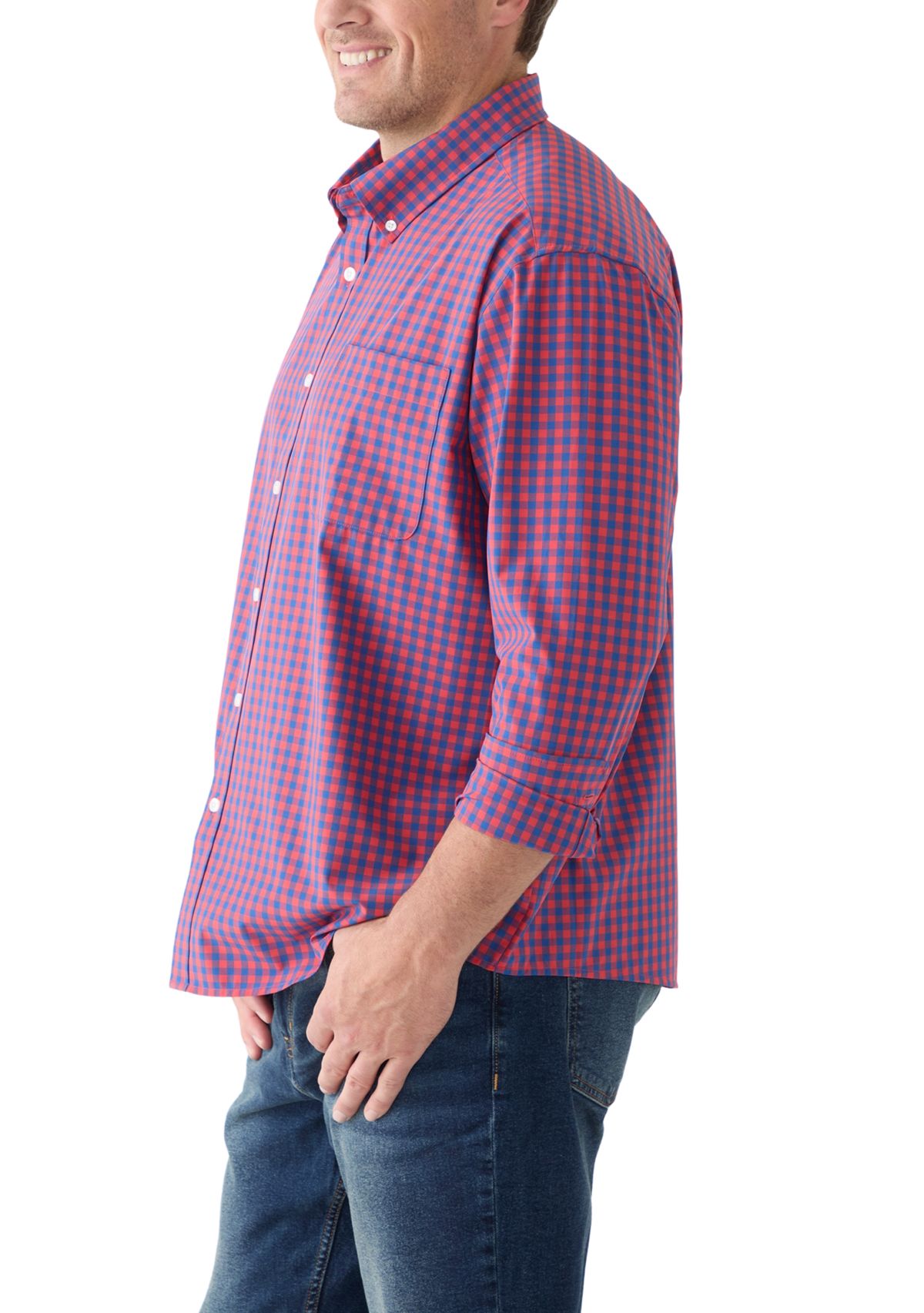 Big & Tall Long Sleeve Gingham Plaid Shirt