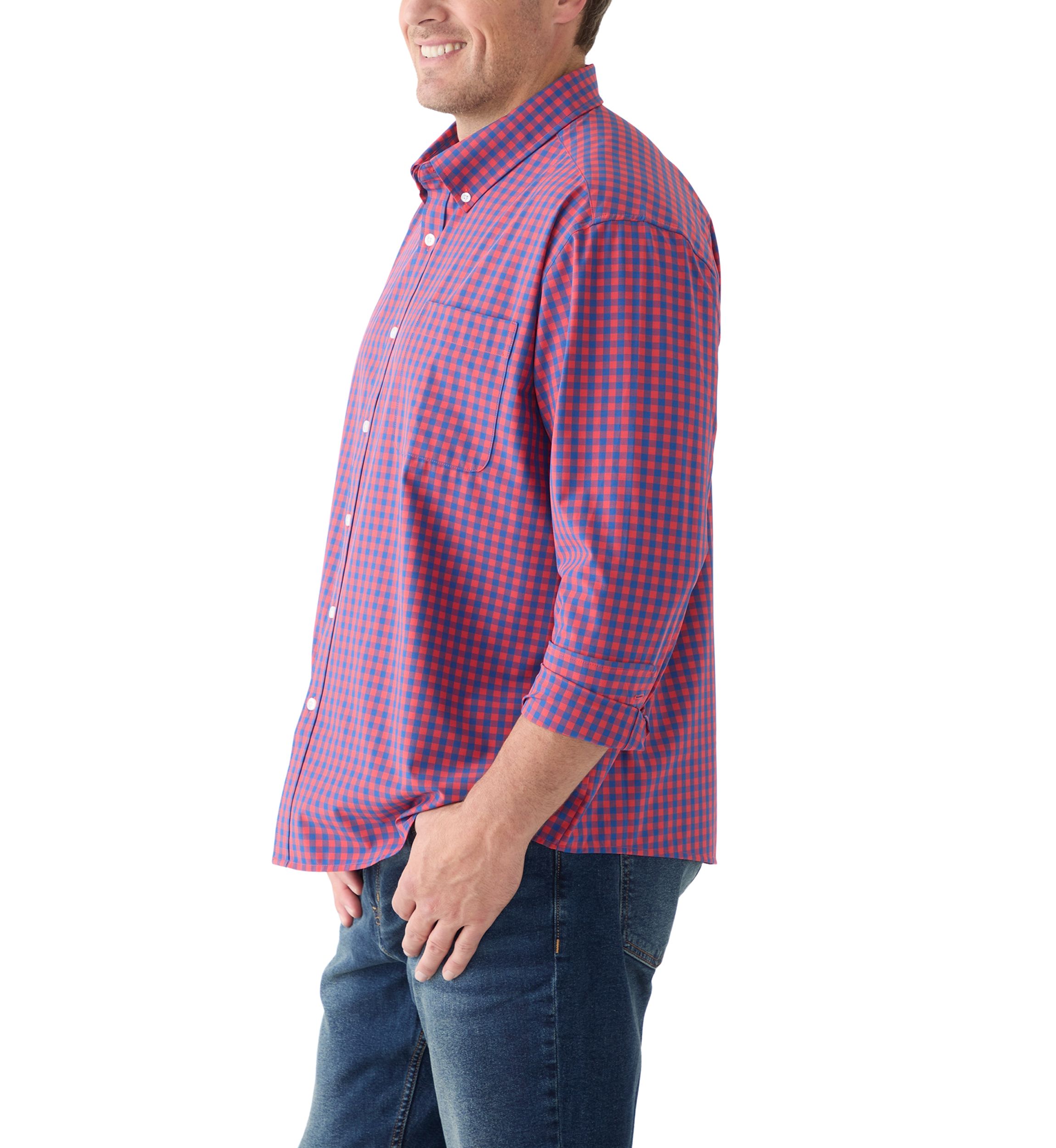 Big & Tall Long Sleeve Gingham Plaid Shirt