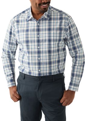 Southern Proper Men's Big & Tall Plaid Printed Shirt, Blue, 3XL Tall