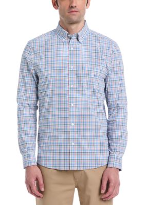 Southern Proper Men's Long Sleeve Multi-Color Plaid Shirt, White, Small