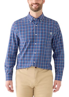 Southern Proper Men's Long Sleeve Multi-Color Plaid Shirt, Blue, Small