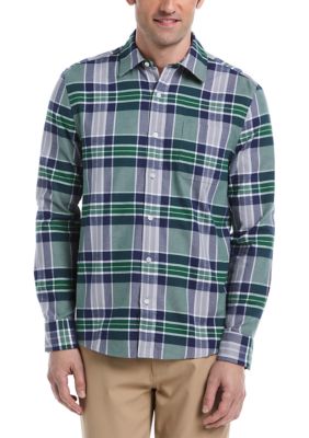 Southern Proper Men's Long Sleeve Plaid Flannel Shirt, Green, 2XL