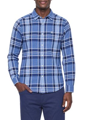 Southern Proper Men's Herringbone Flannel Shirt, Navy Blue, 2XL