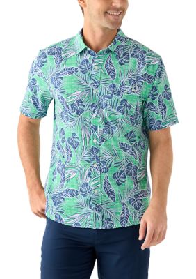 Southern Proper Men's Short Sleeve Tropical Woven Floral Polo Shirt