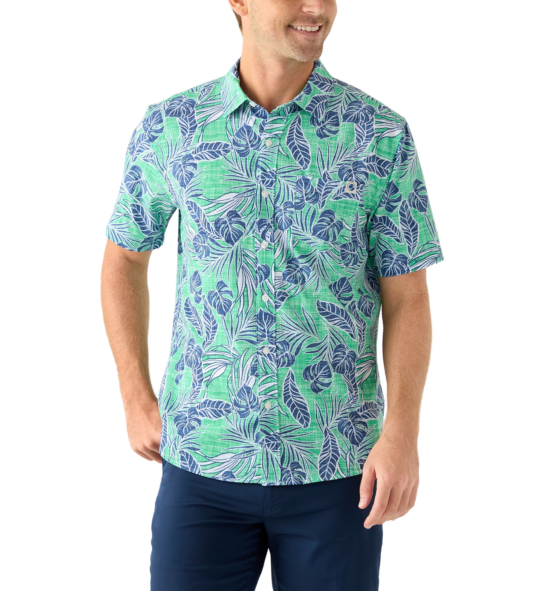 Short Sleeve Tropical Woven Floral Polo Shirt