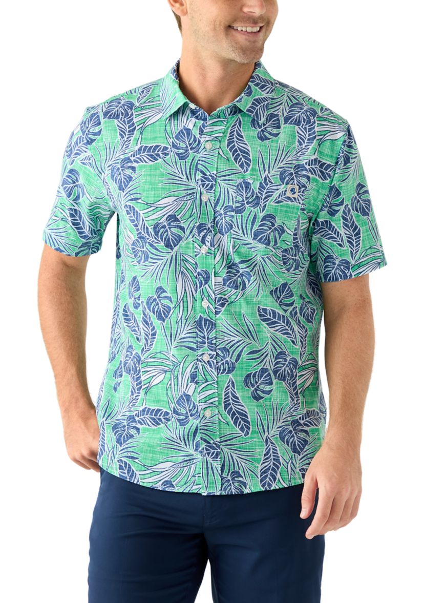 Short Sleeve Tropical Woven Floral Polo Shirt