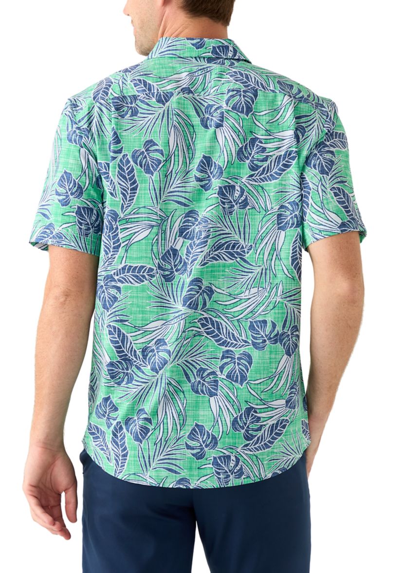 Short Sleeve Tropical Woven Floral Polo Shirt