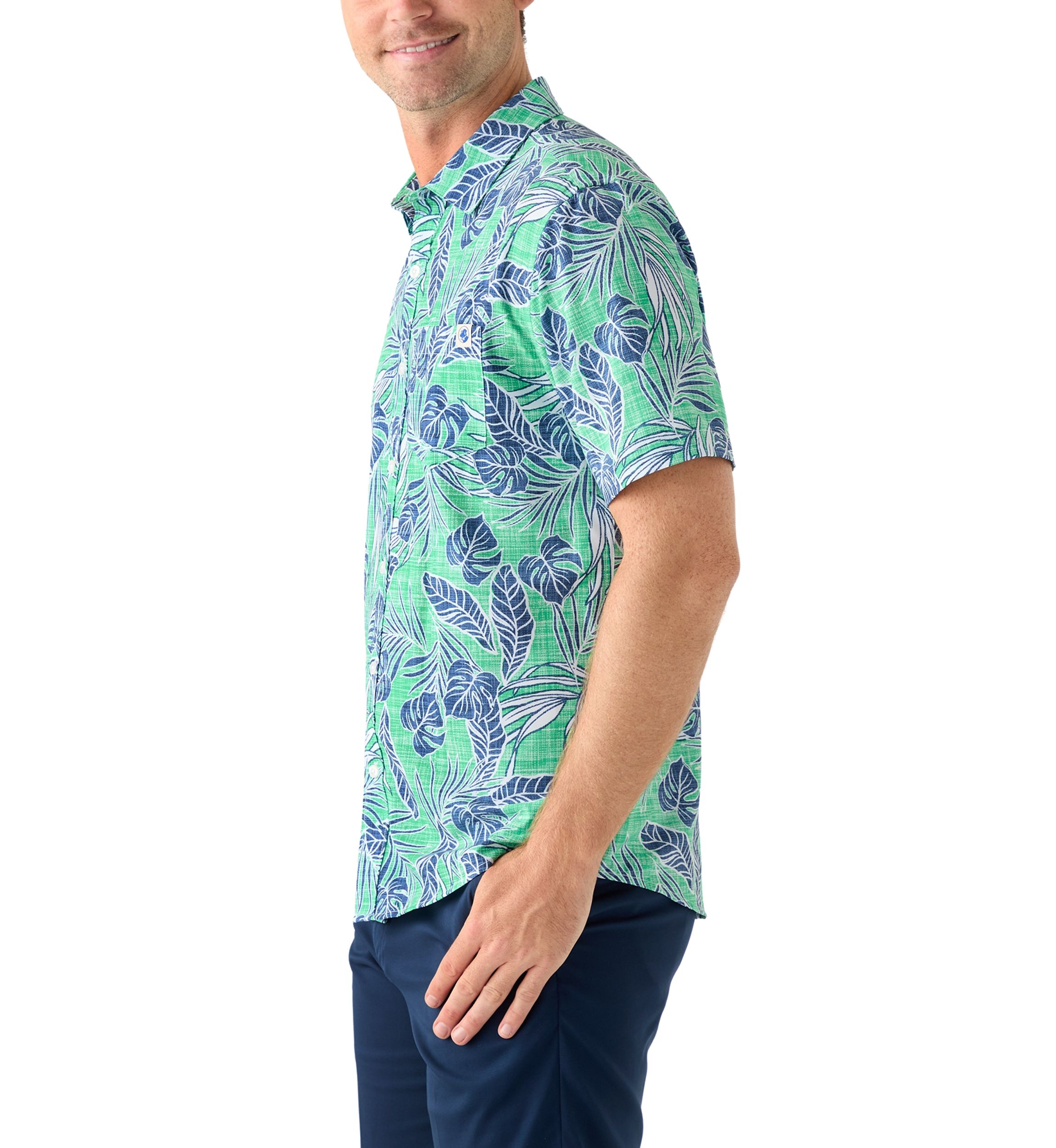 Short Sleeve Tropical Woven Floral Polo Shirt