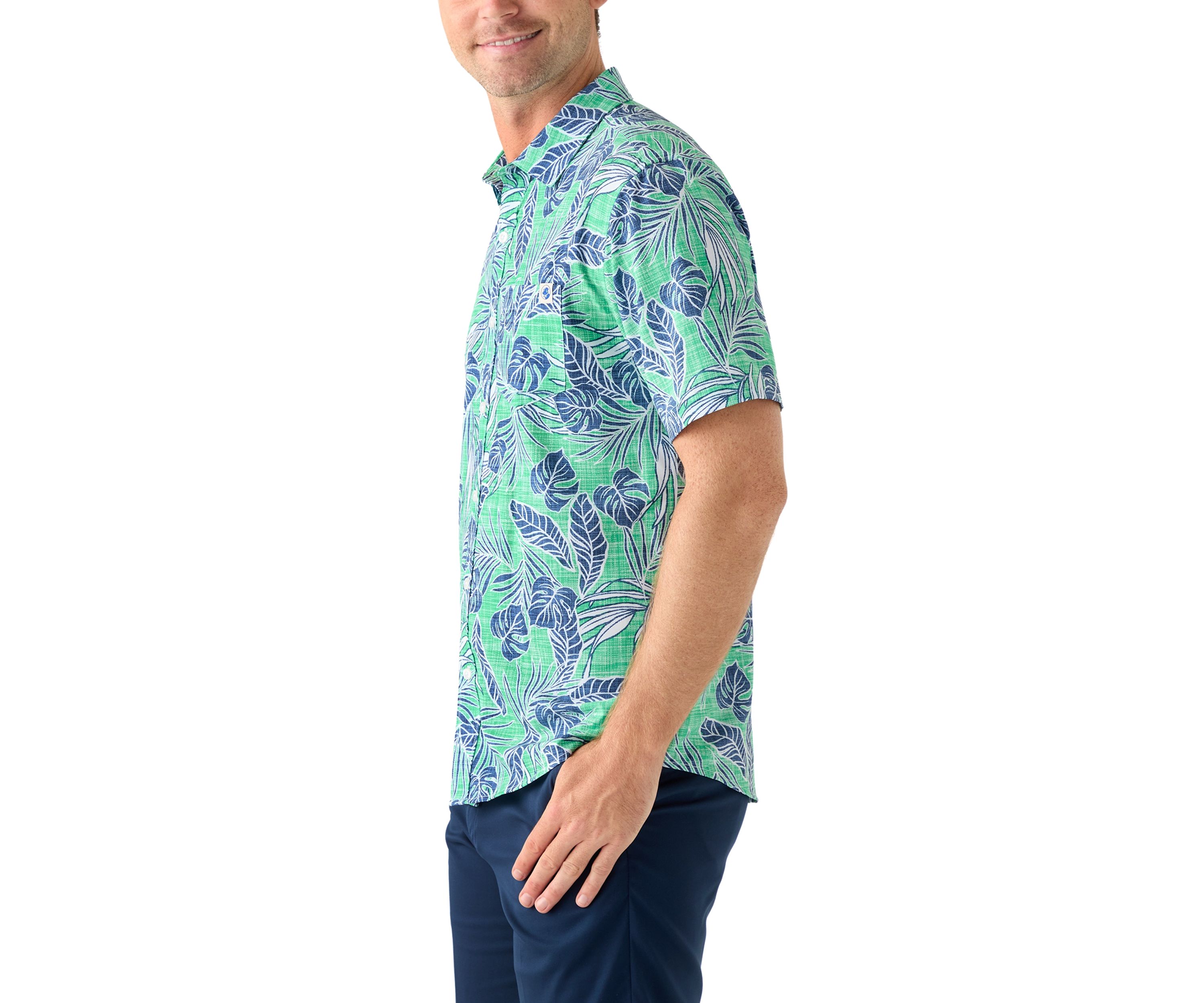 Short Sleeve Tropical Woven Floral Polo Shirt