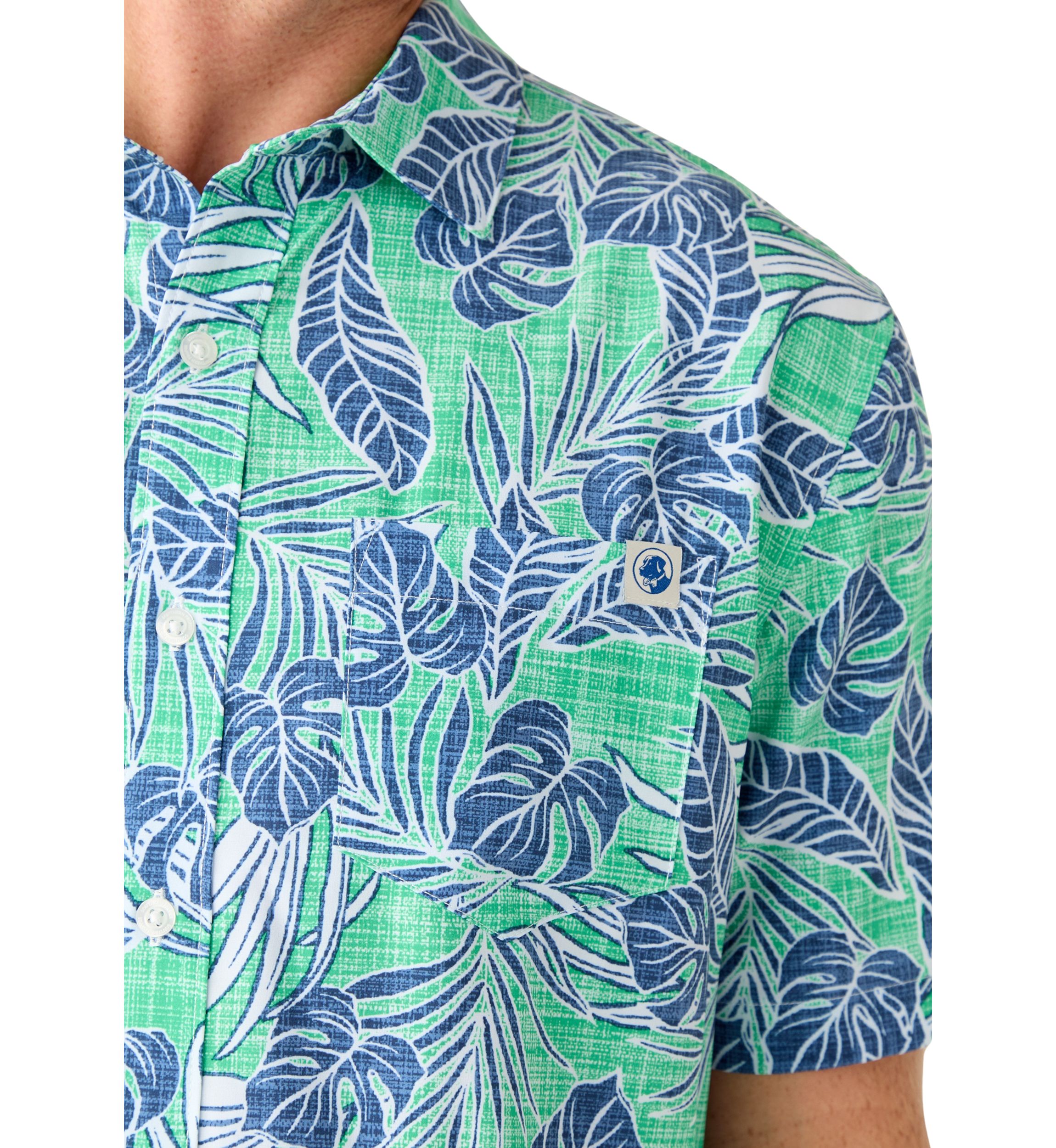 Short Sleeve Tropical Woven Floral Polo Shirt