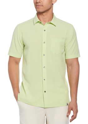 Southern Proper Men's Short Sleeve Seersucker Solid Textured Shirt, Lime, Large