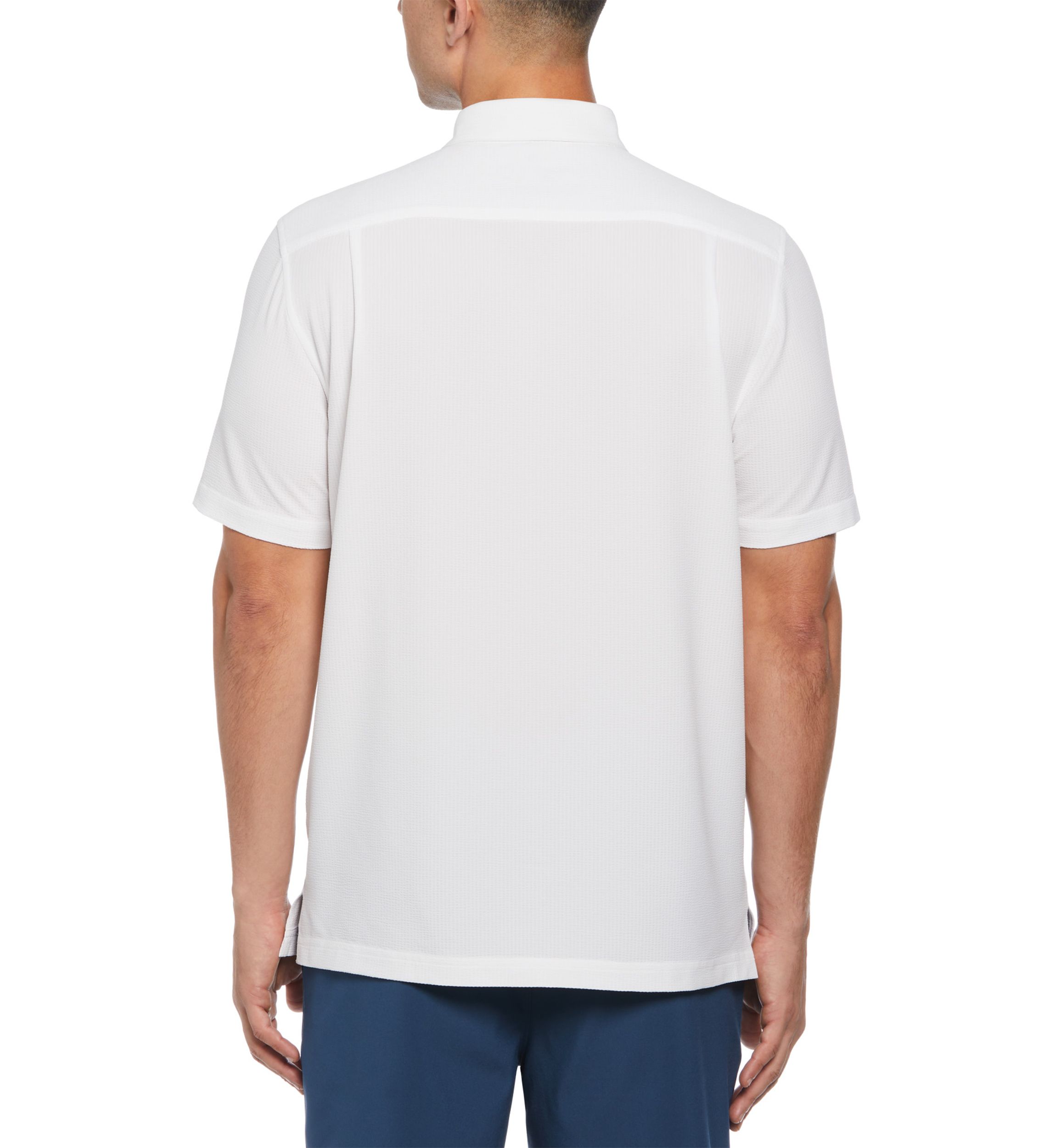 Short Sleeve Seersucker Solid Textured Shirt