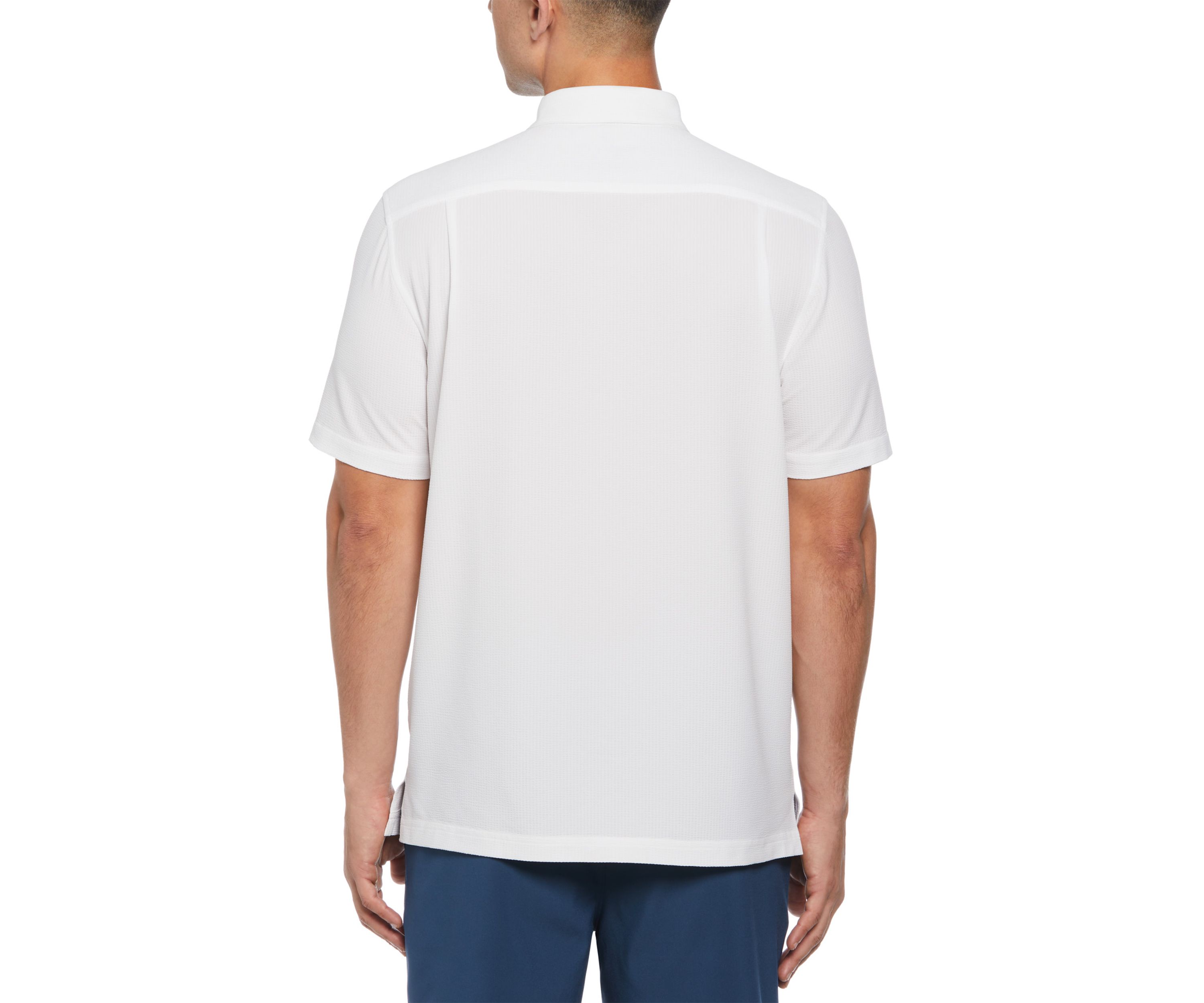 Short Sleeve Seersucker Solid Textured Shirt
