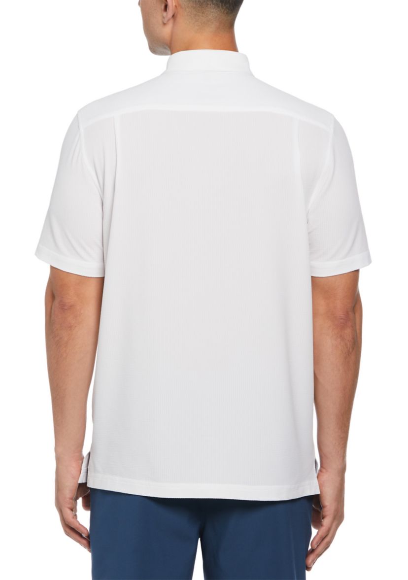 Short Sleeve Seersucker Solid Textured Shirt