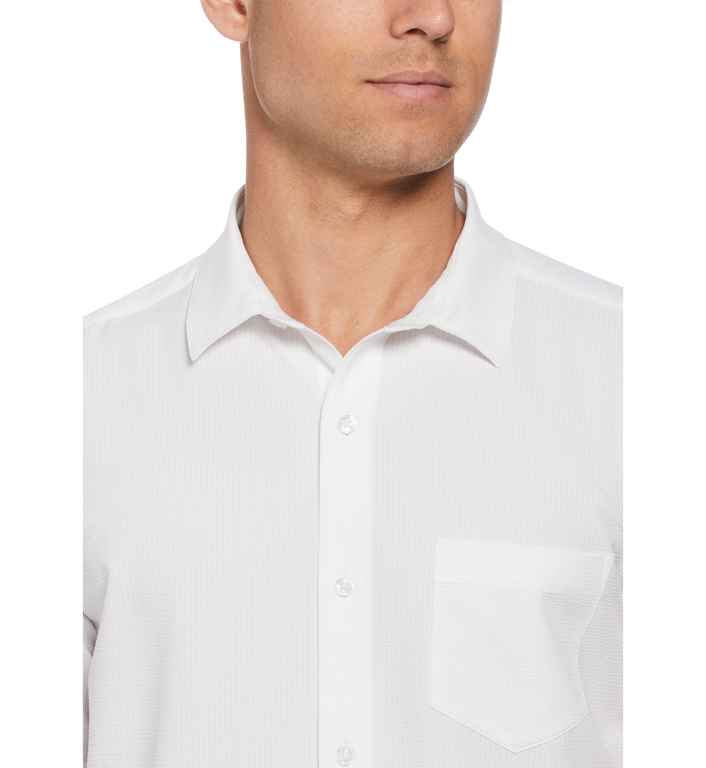 Short Sleeve Seersucker Solid Textured Shirt