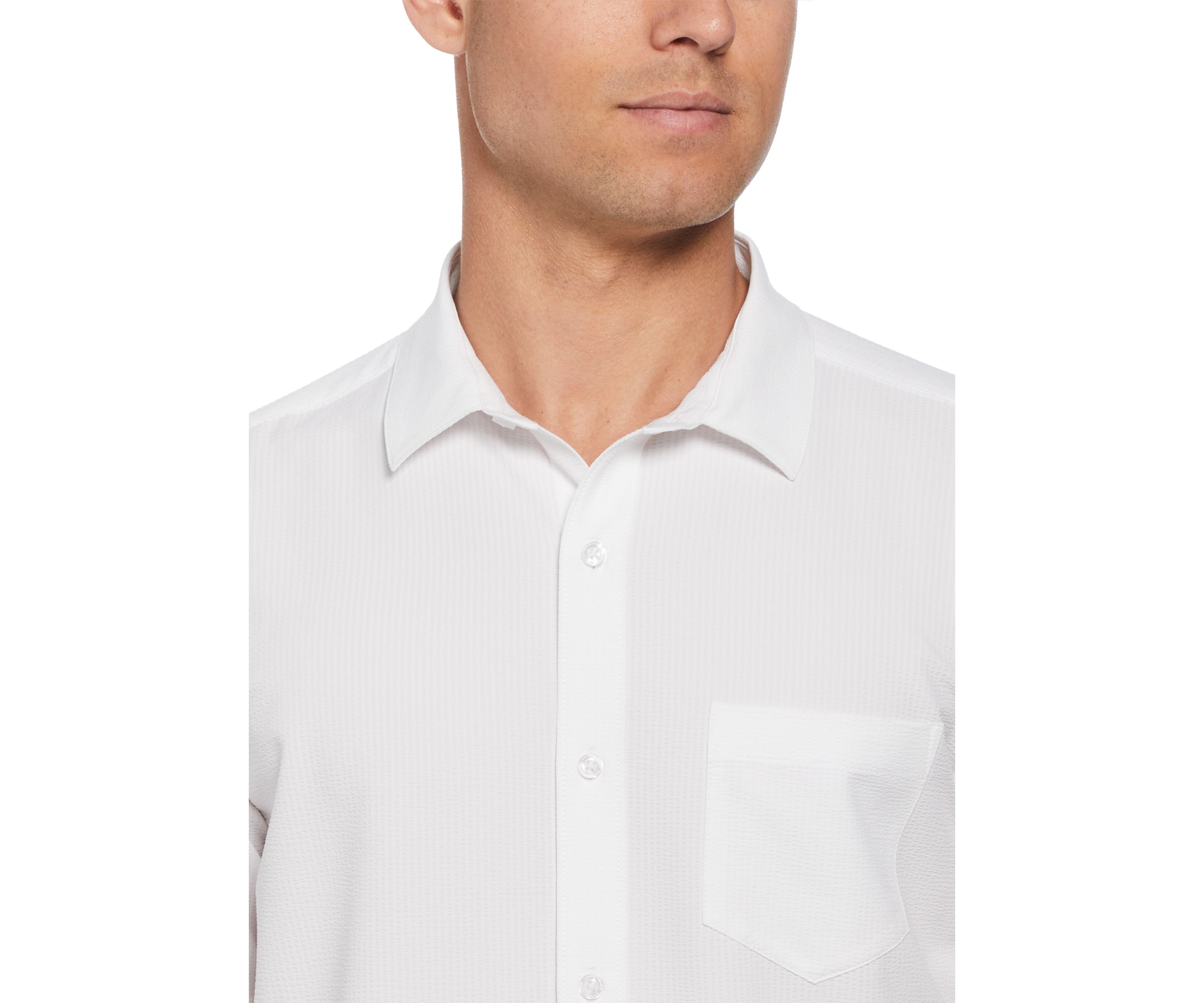 Short Sleeve Seersucker Solid Textured Shirt