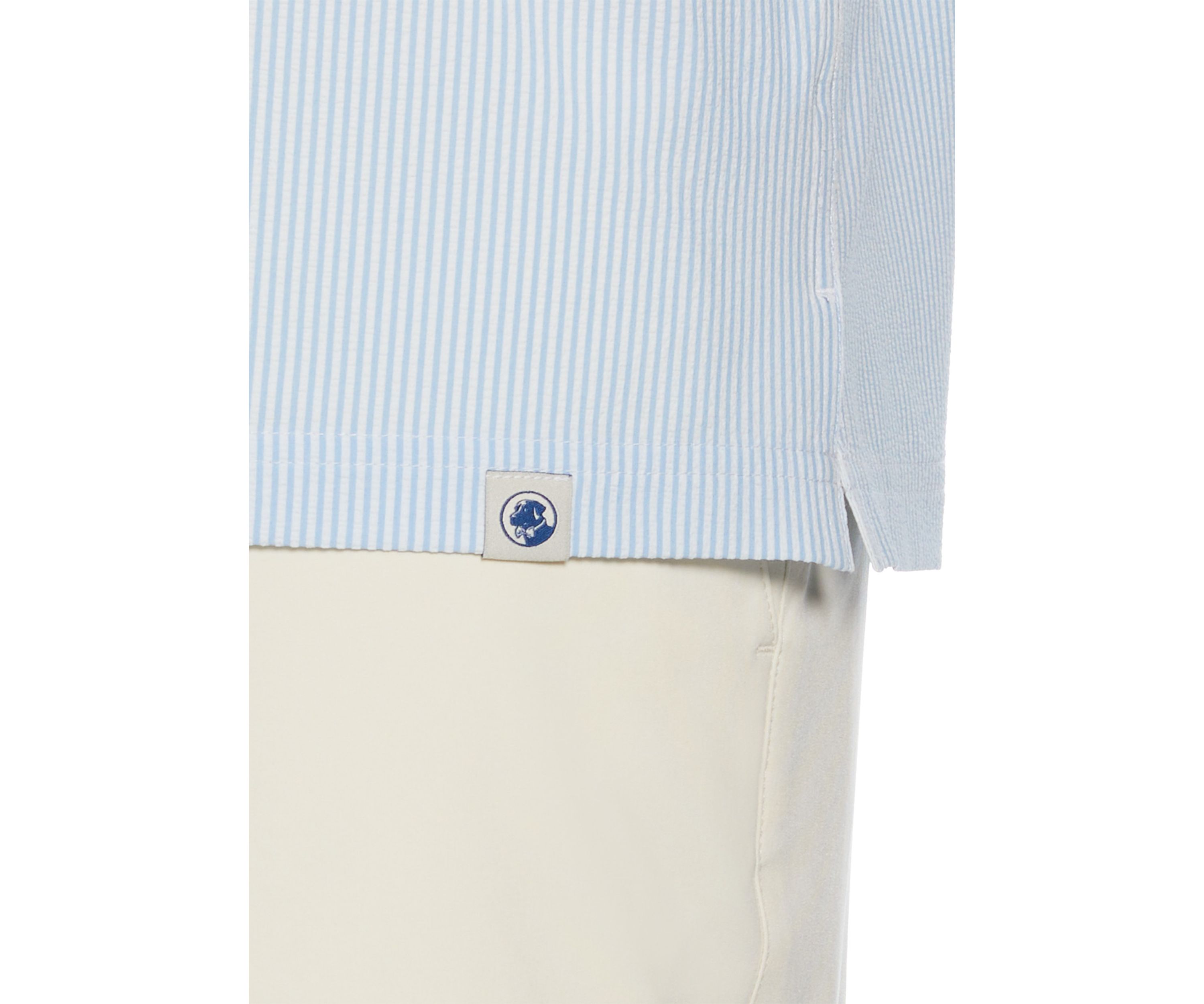 Short Sleeve Seersucker Striped Button Down Shirt