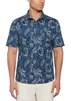 Southern Proper Men's Short Sleeve Linear Crab Wove Button Down Shirt