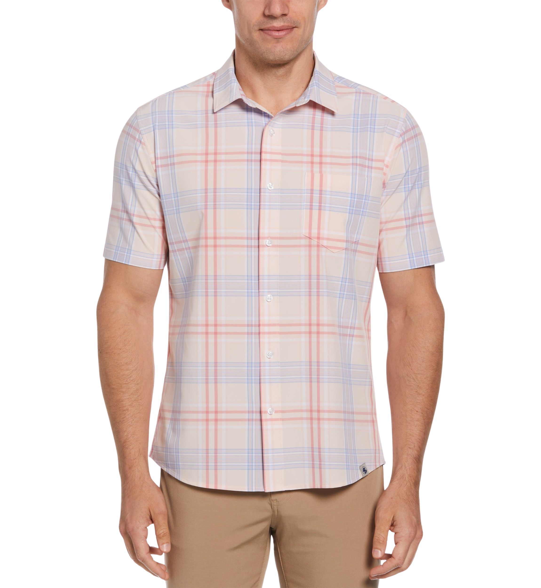 Short Sleeve Madras Plaid Woven Shirt
