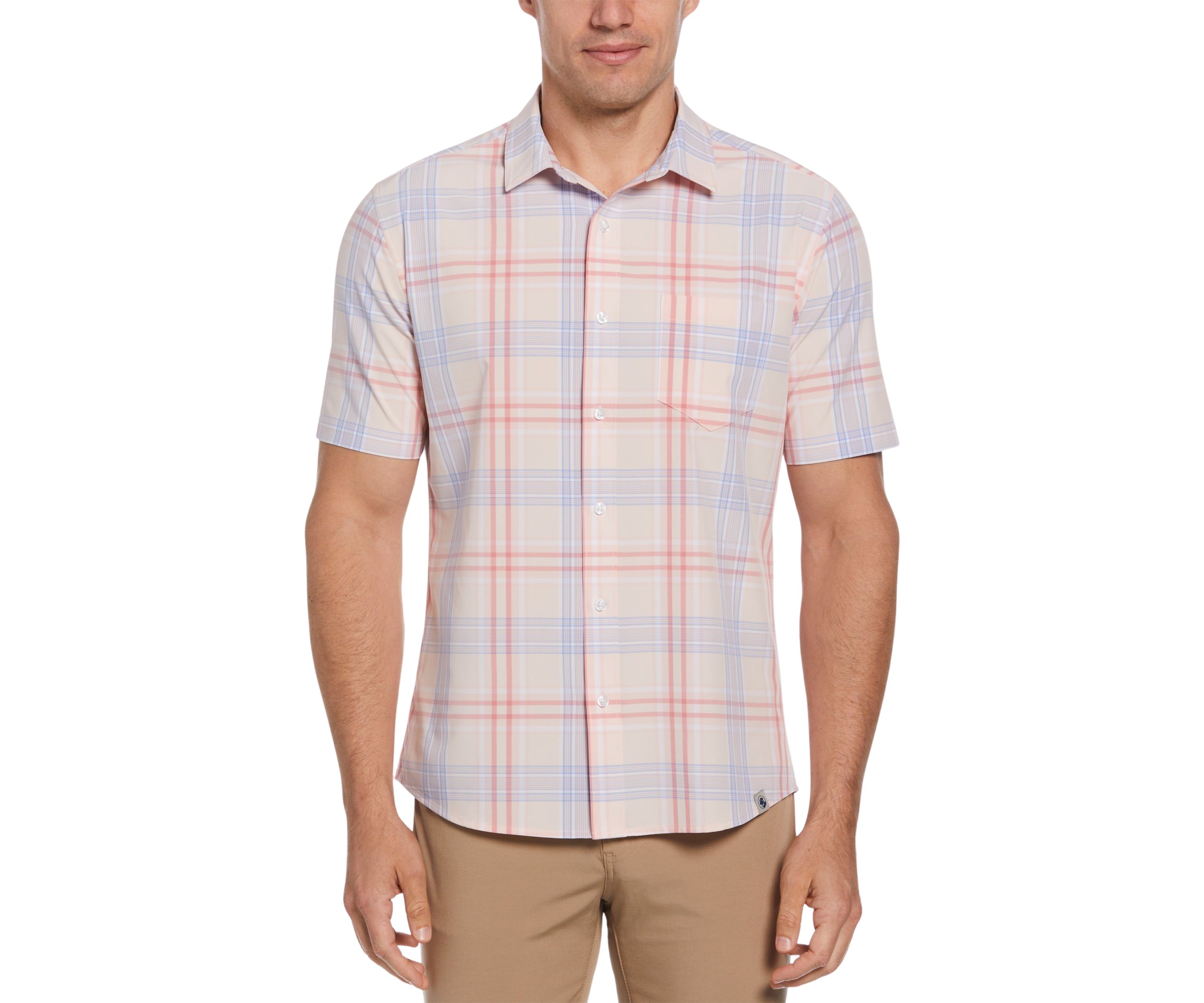 Short Sleeve Madras Plaid Woven Shirt