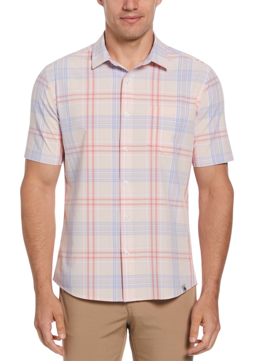Short Sleeve Madras Plaid Woven Shirt