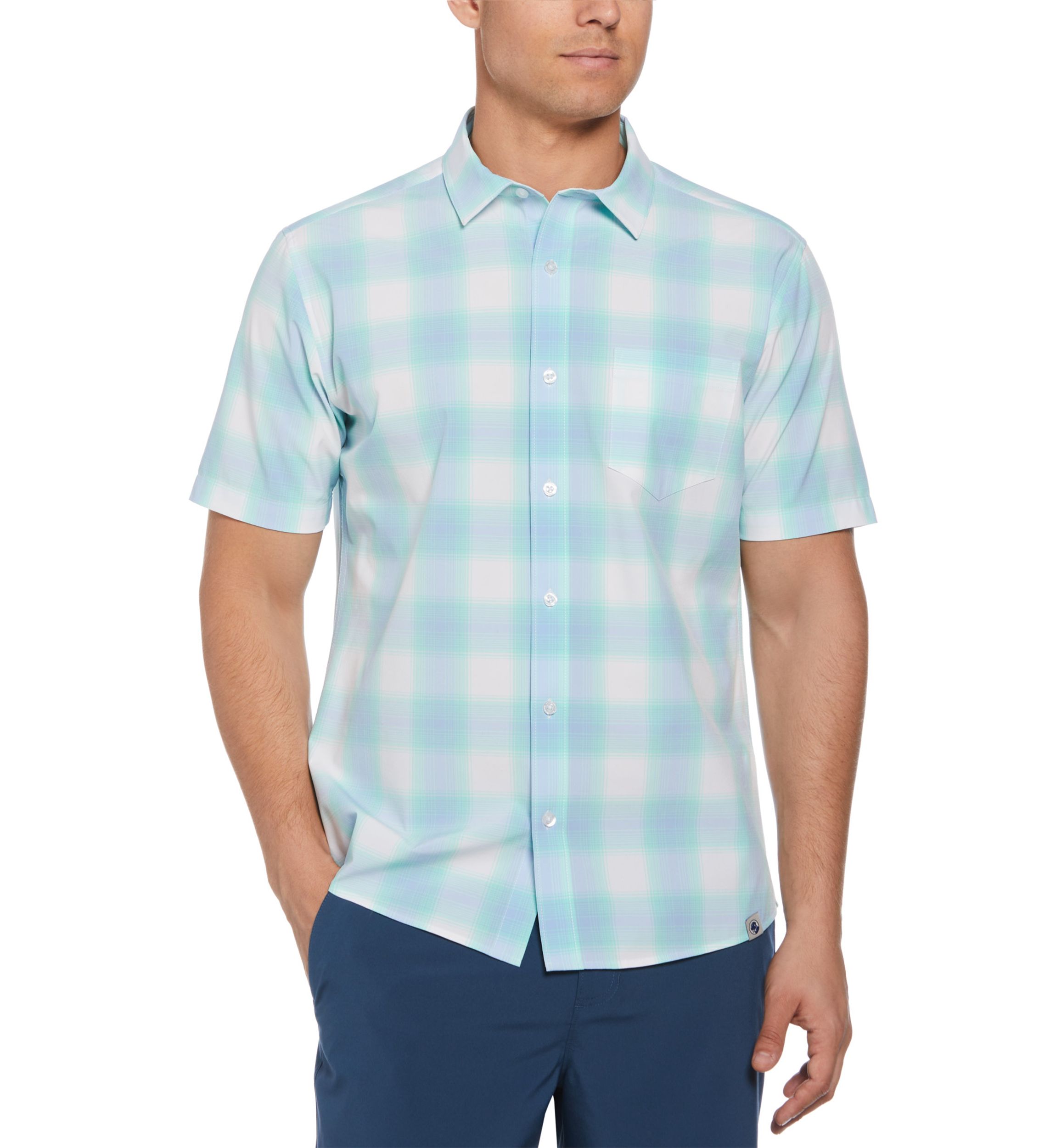 Short Sleeve Yarn Dyed Plaid Printed Shirt