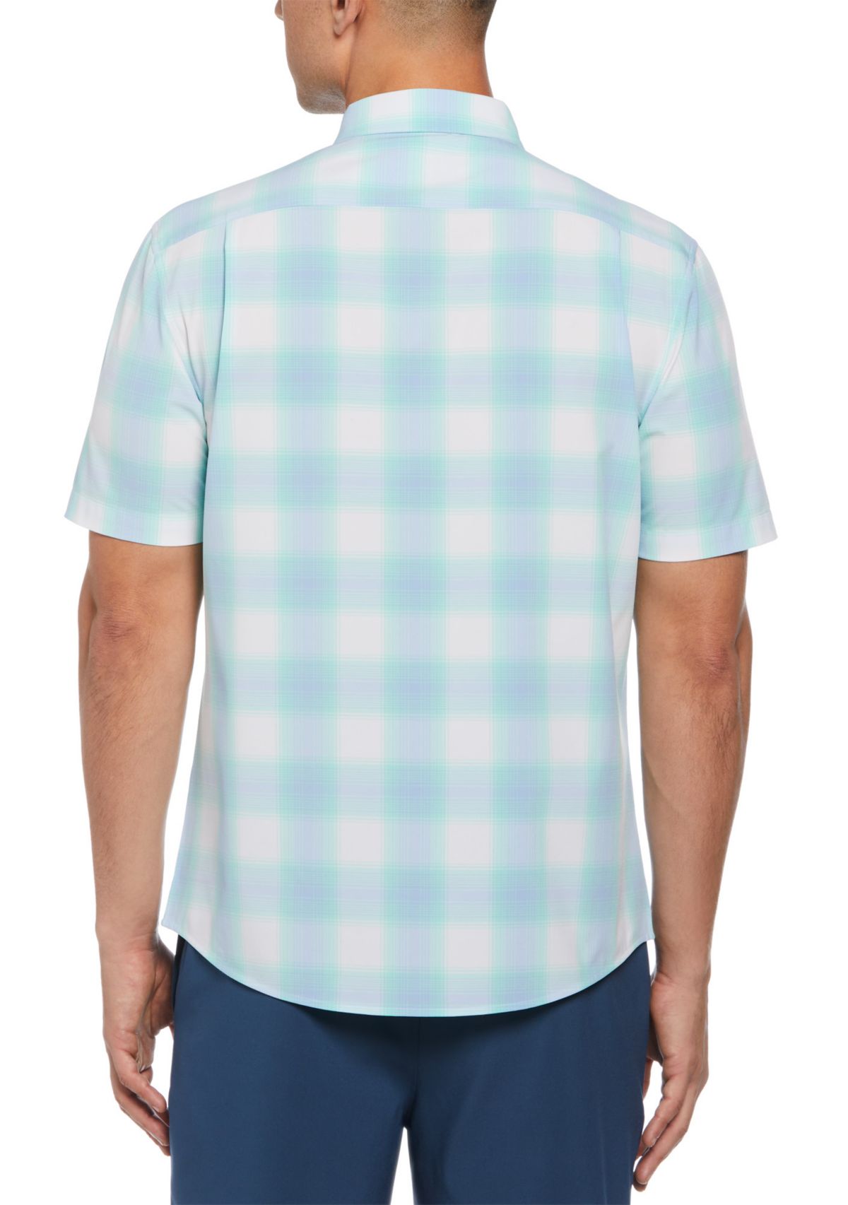 Short Sleeve Yarn Dyed Plaid Printed Shirt