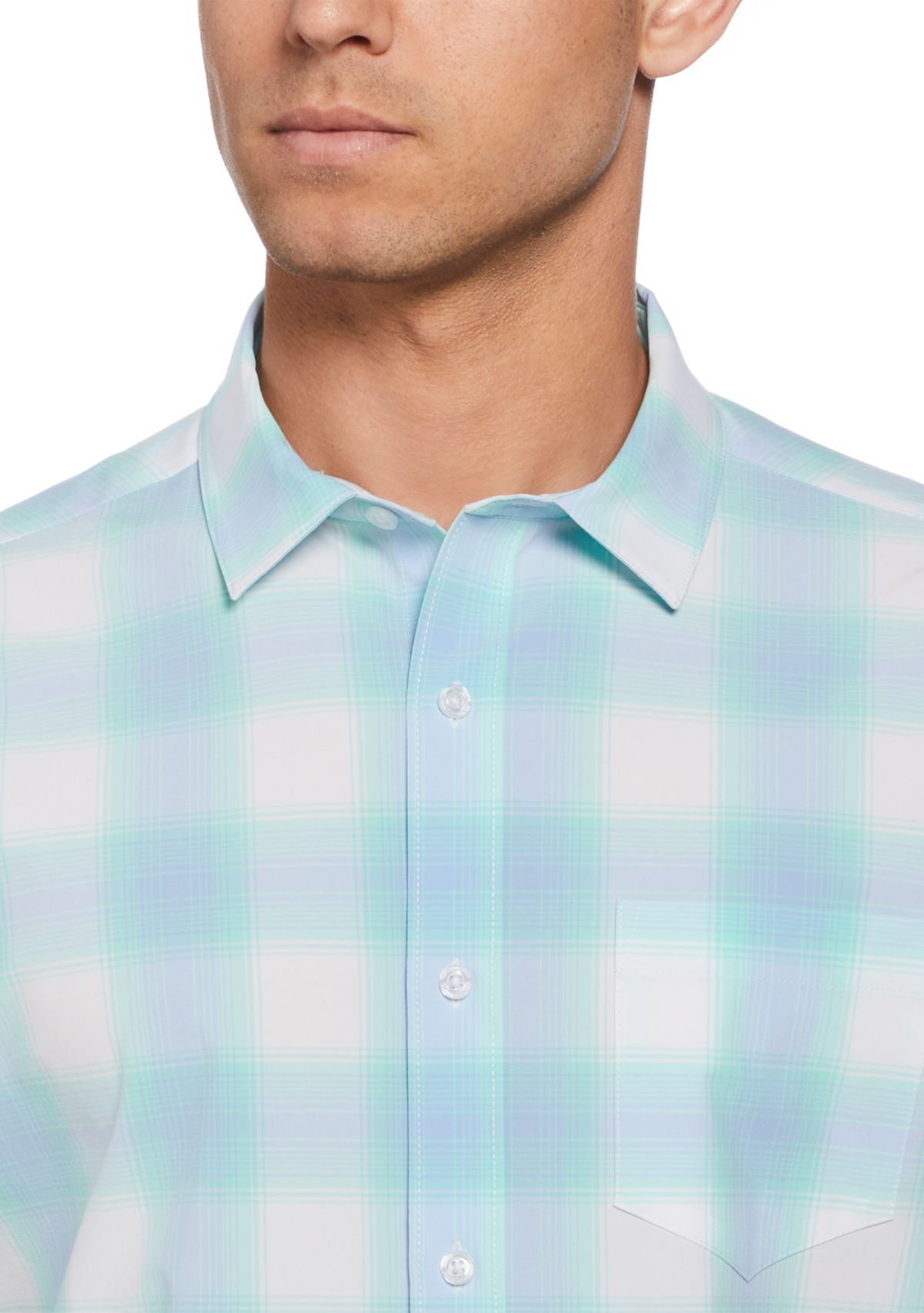 Short Sleeve Yarn Dyed Plaid Printed Shirt