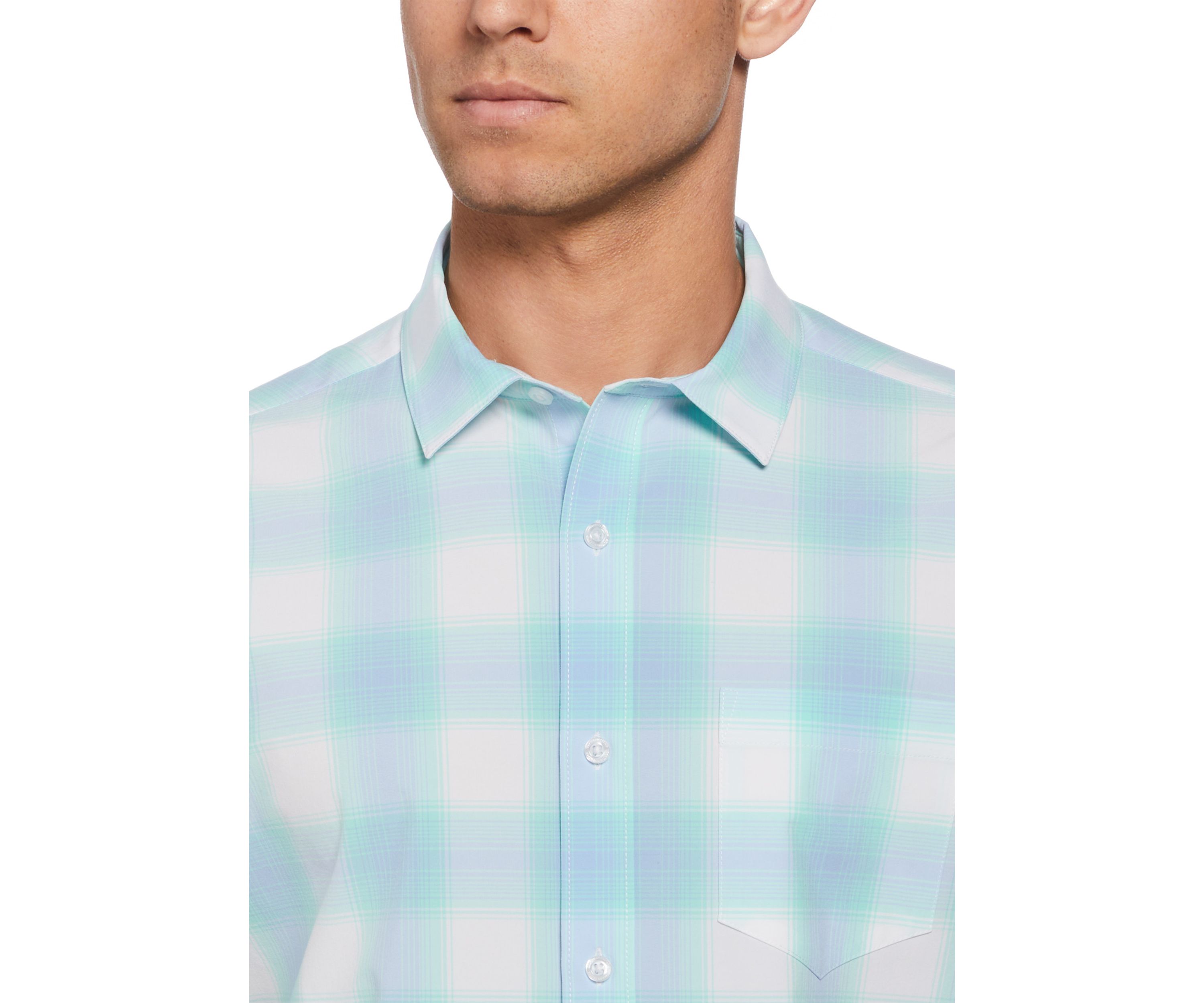Short Sleeve Yarn Dyed Plaid Printed Shirt