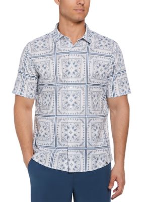 Southern Proper Men's Short Sleeve Bandana Printed Woven Button Down Shirt