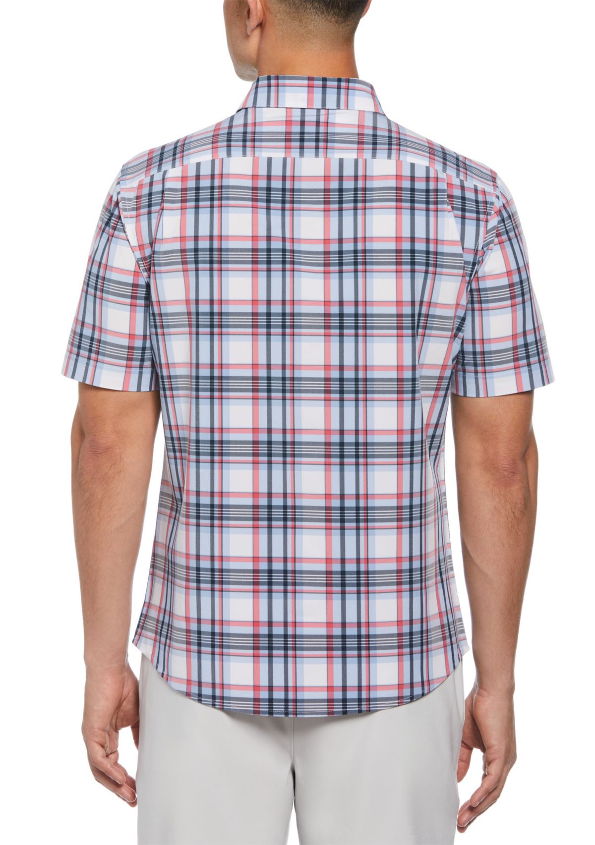 Short Sleeve Patriotic Plaid Printed Woven Button Down Shirt