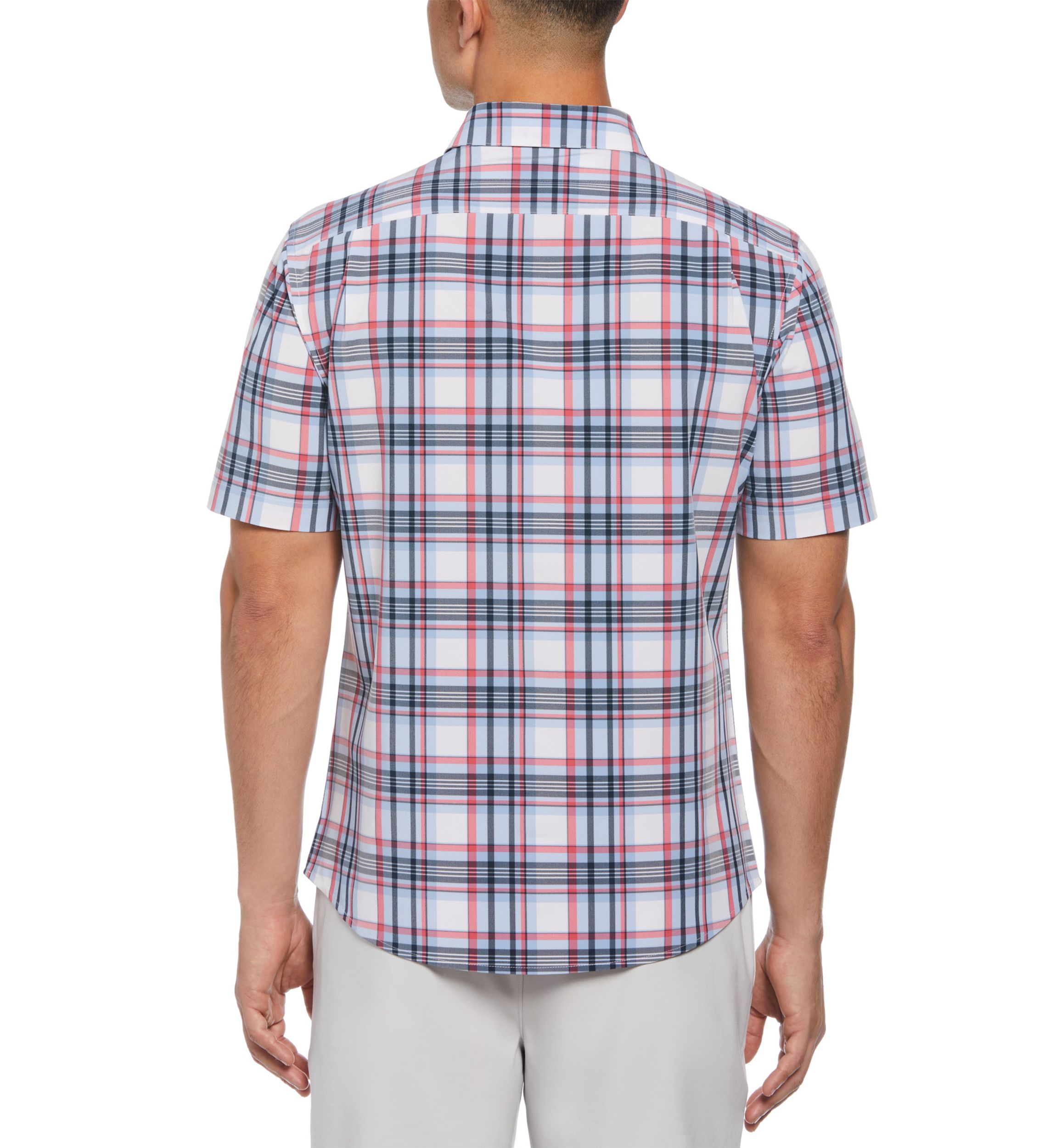 Short Sleeve Patriotic Plaid Printed Woven Button Down Shirt