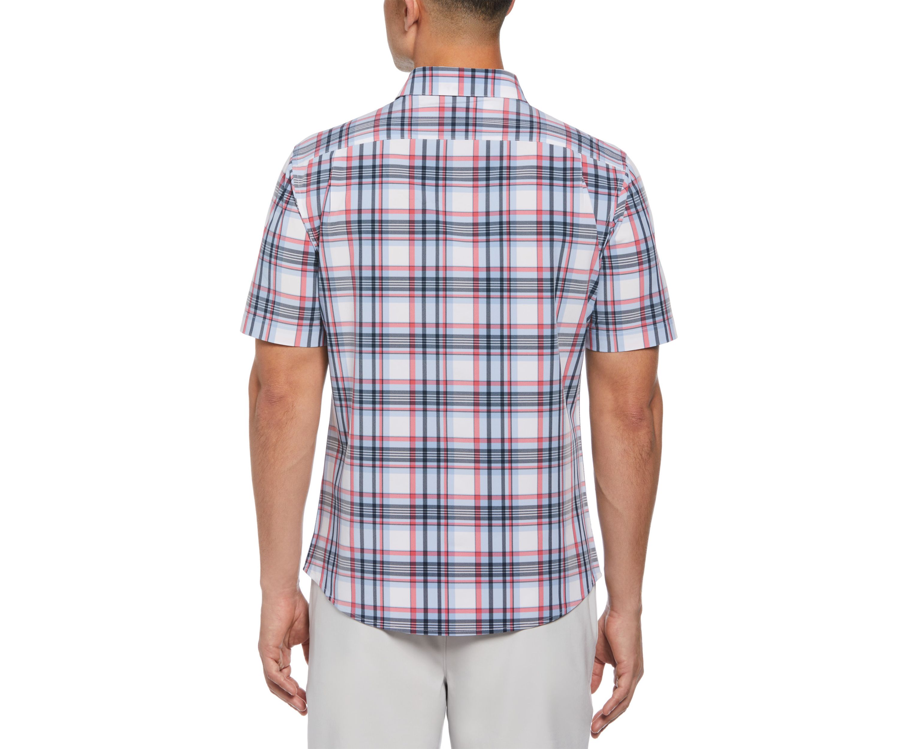 Short Sleeve Patriotic Plaid Printed Woven Button Down Shirt