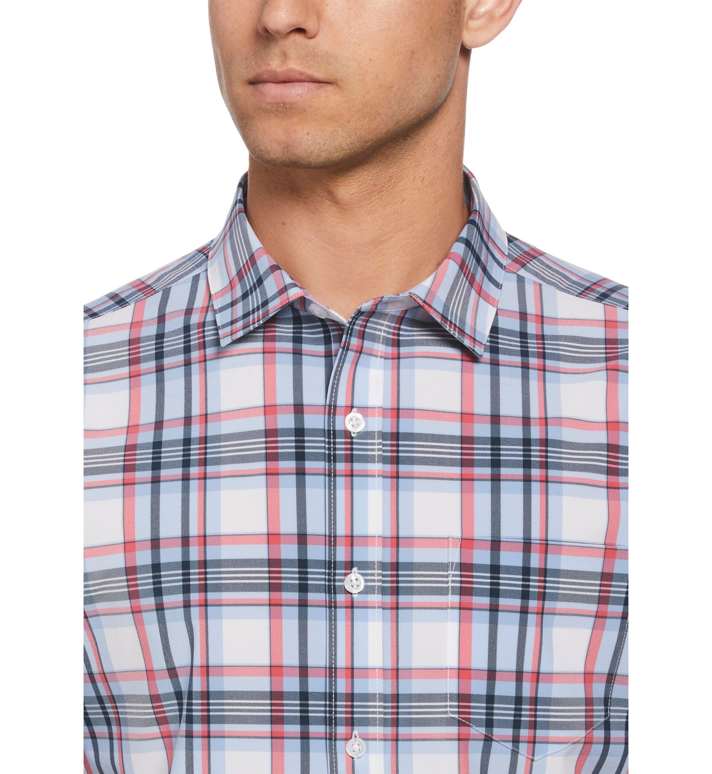 Short Sleeve Patriotic Plaid Printed Woven Button Down Shirt