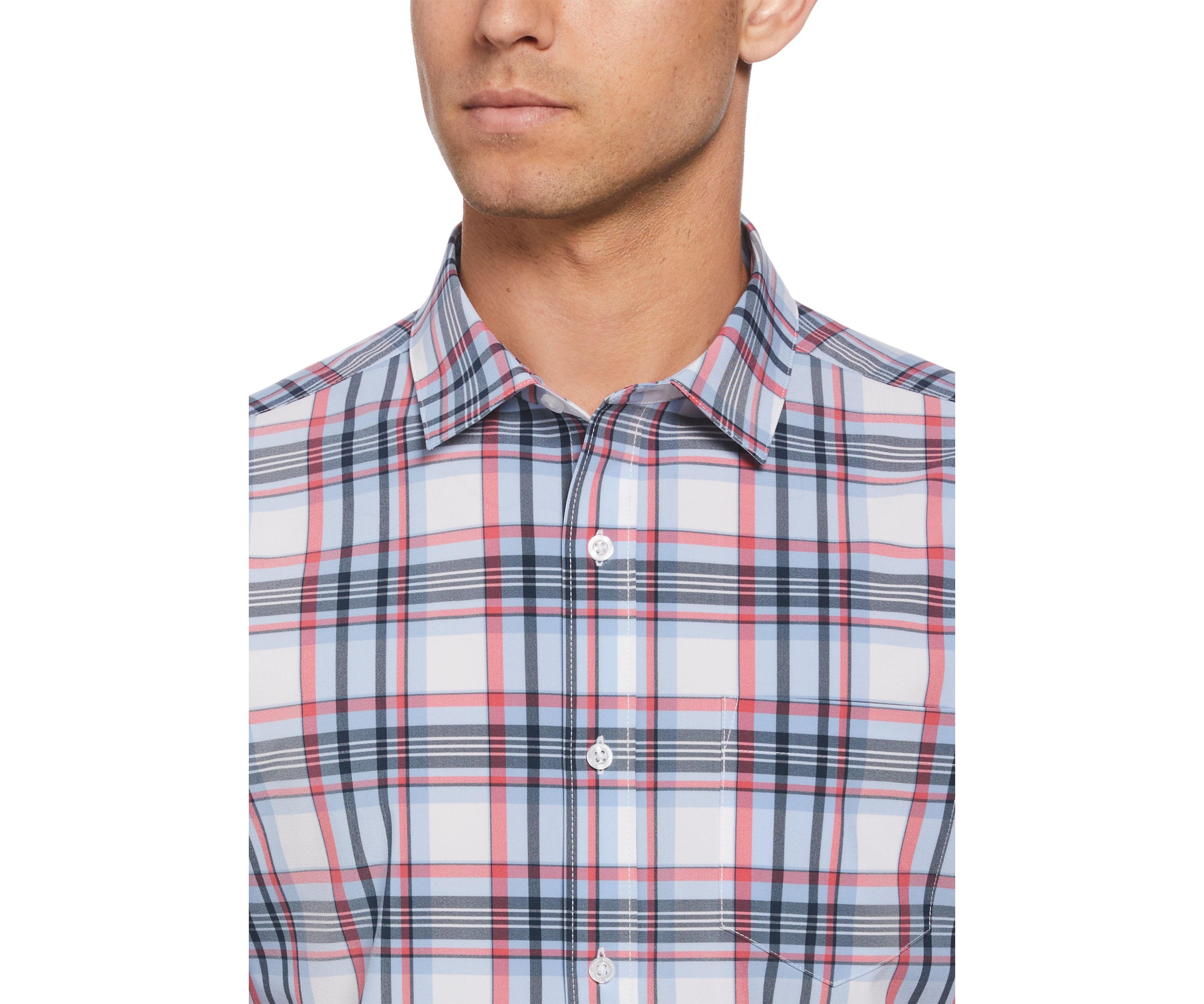 Short Sleeve Patriotic Plaid Printed Woven Button Down Shirt