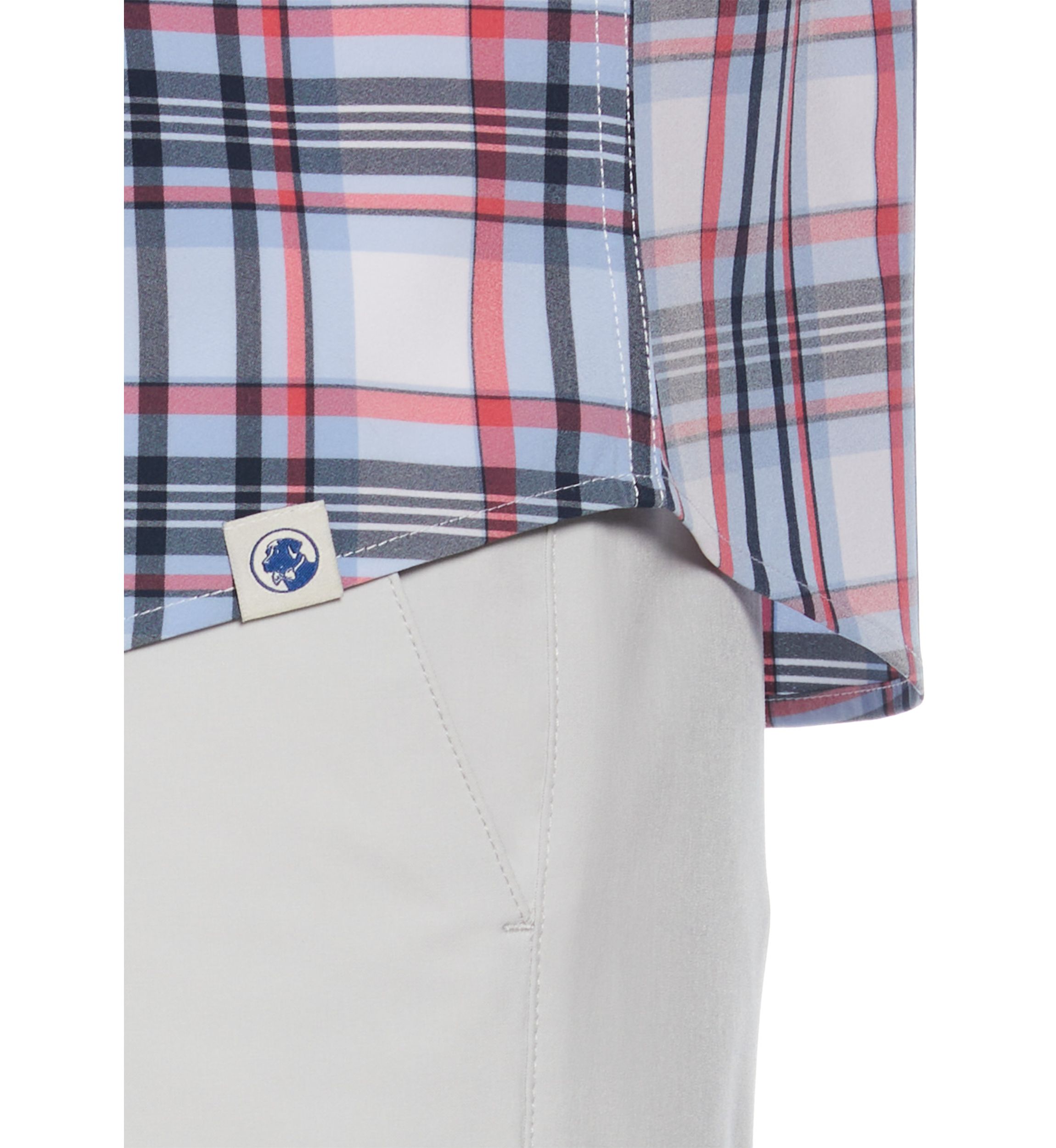 Short Sleeve Patriotic Plaid Printed Woven Button Down Shirt