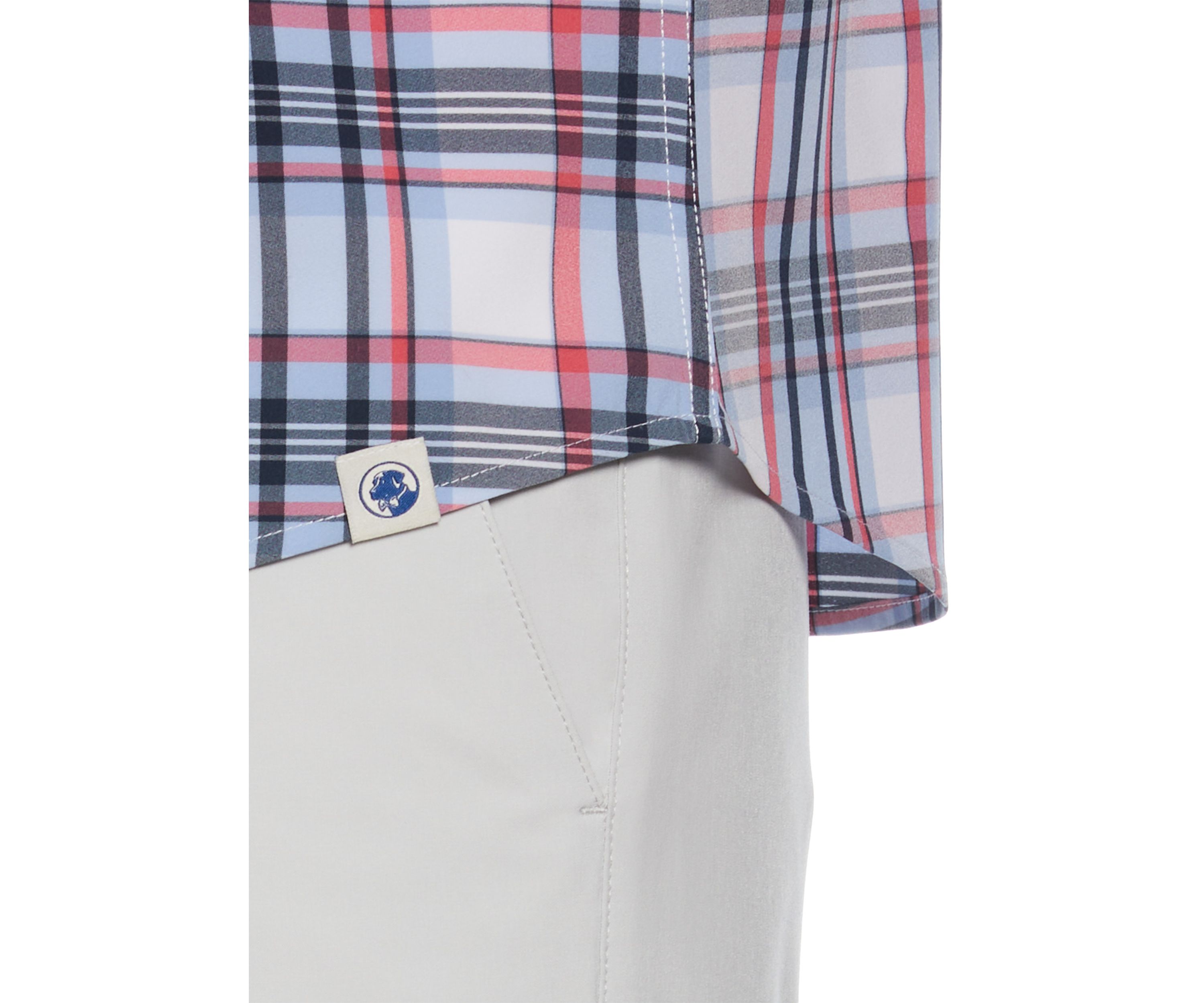 Short Sleeve Patriotic Plaid Printed Woven Button Down Shirt