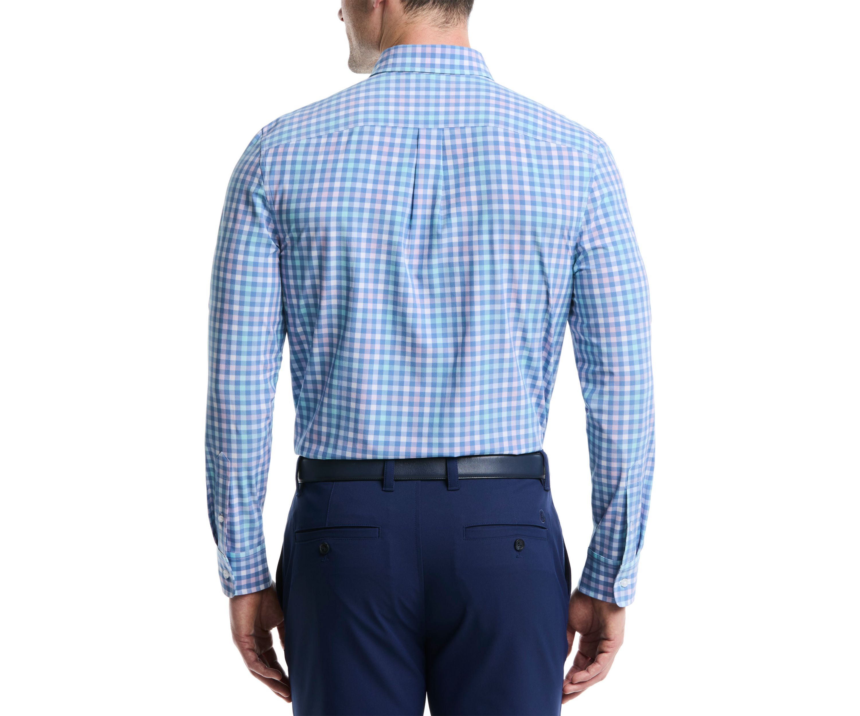Mens Long Sleeve Gingham Plaid Shirt 