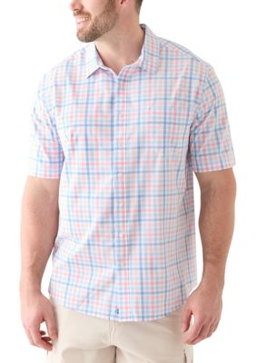 Southern Proper Men's Big & Tall Short Sleeve Multi Gingham Woven Plaid Shirt, 4XL Big