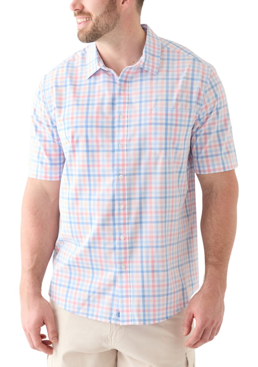 Big & Tall Short Sleeve Multi Gingham Woven Plaid Shirt 