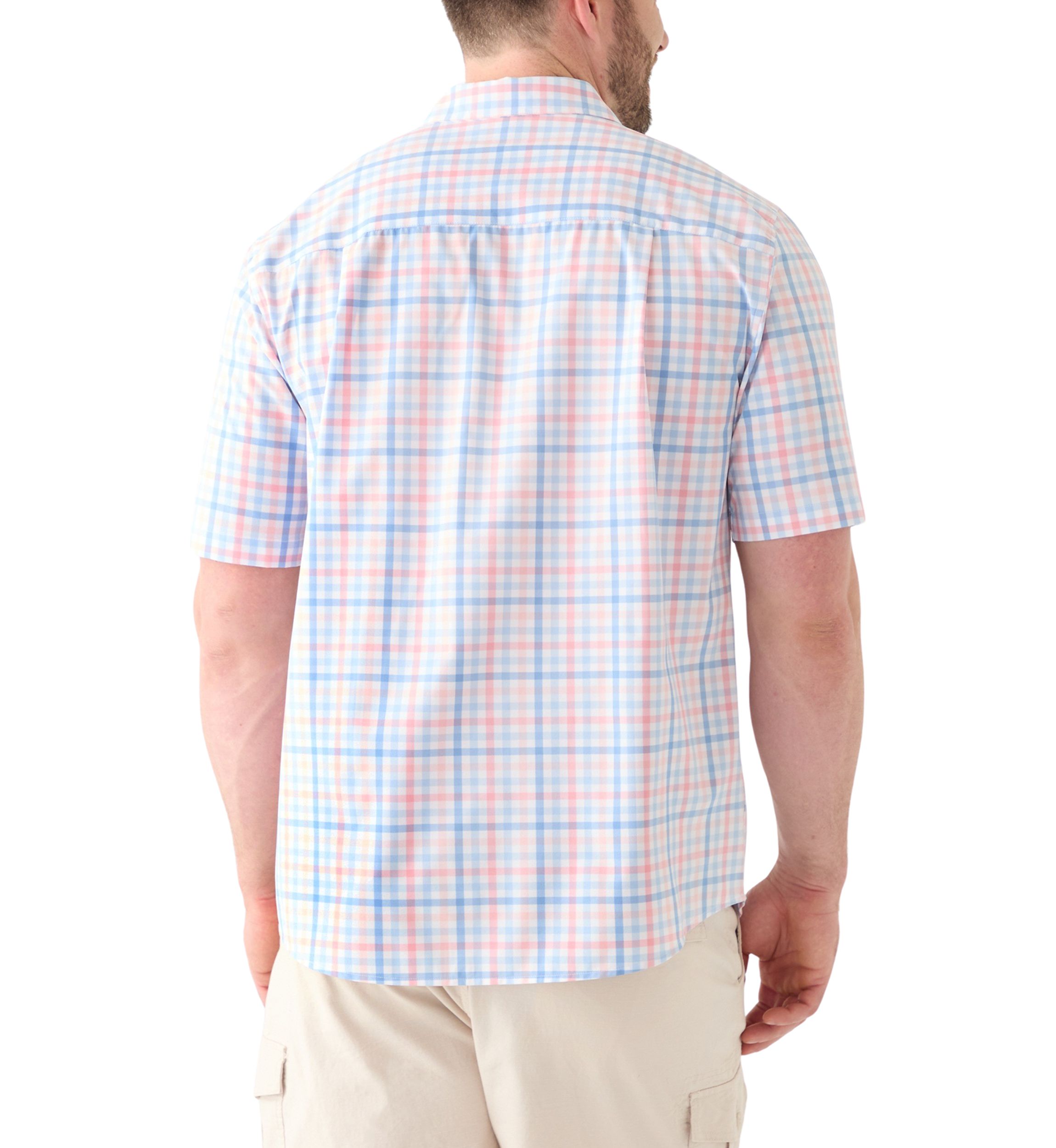 Big & Tall Short Sleeve Multi Gingham Woven Plaid Shirt 