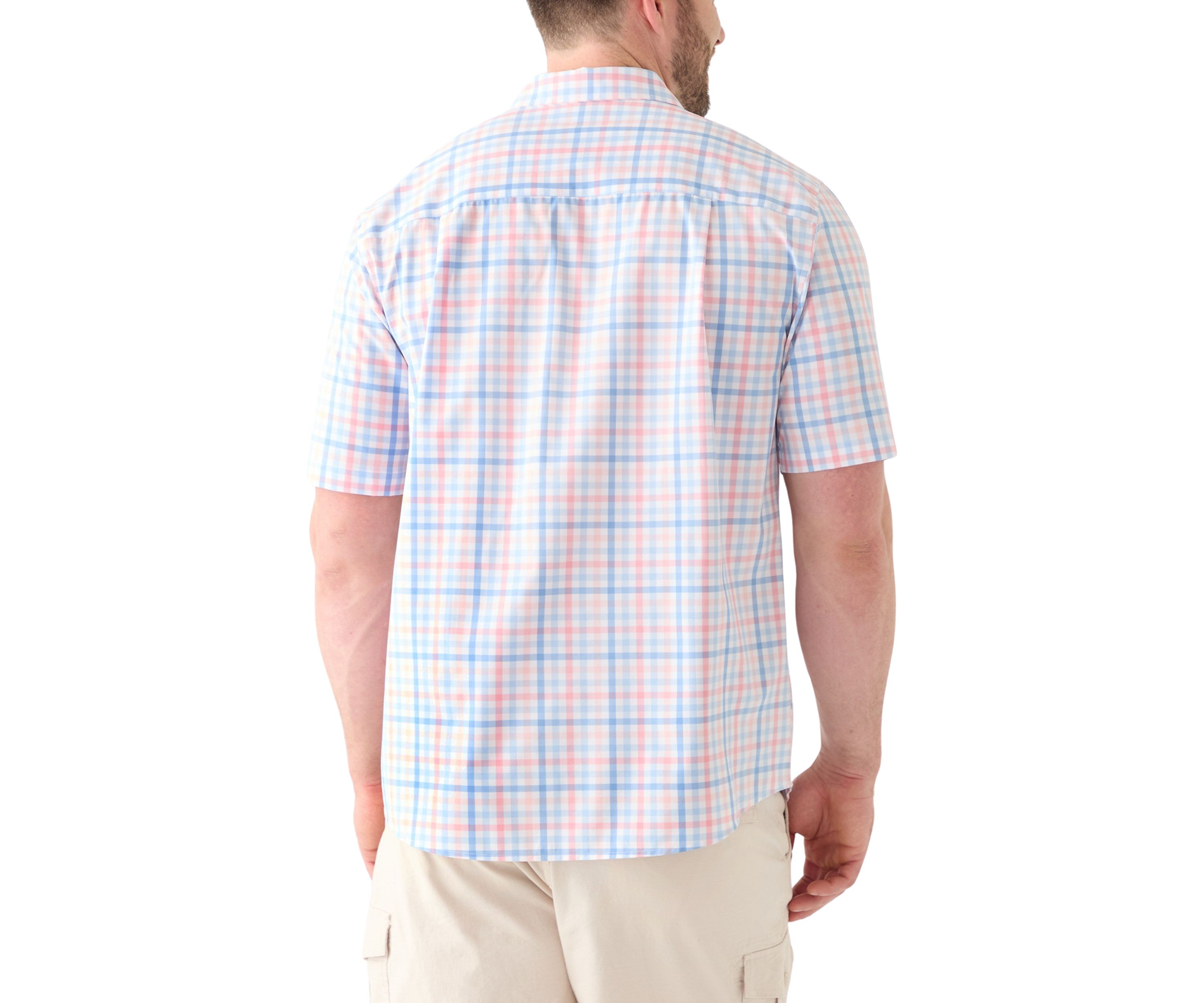 Big & Tall Short Sleeve Multi Gingham Woven Plaid Shirt 