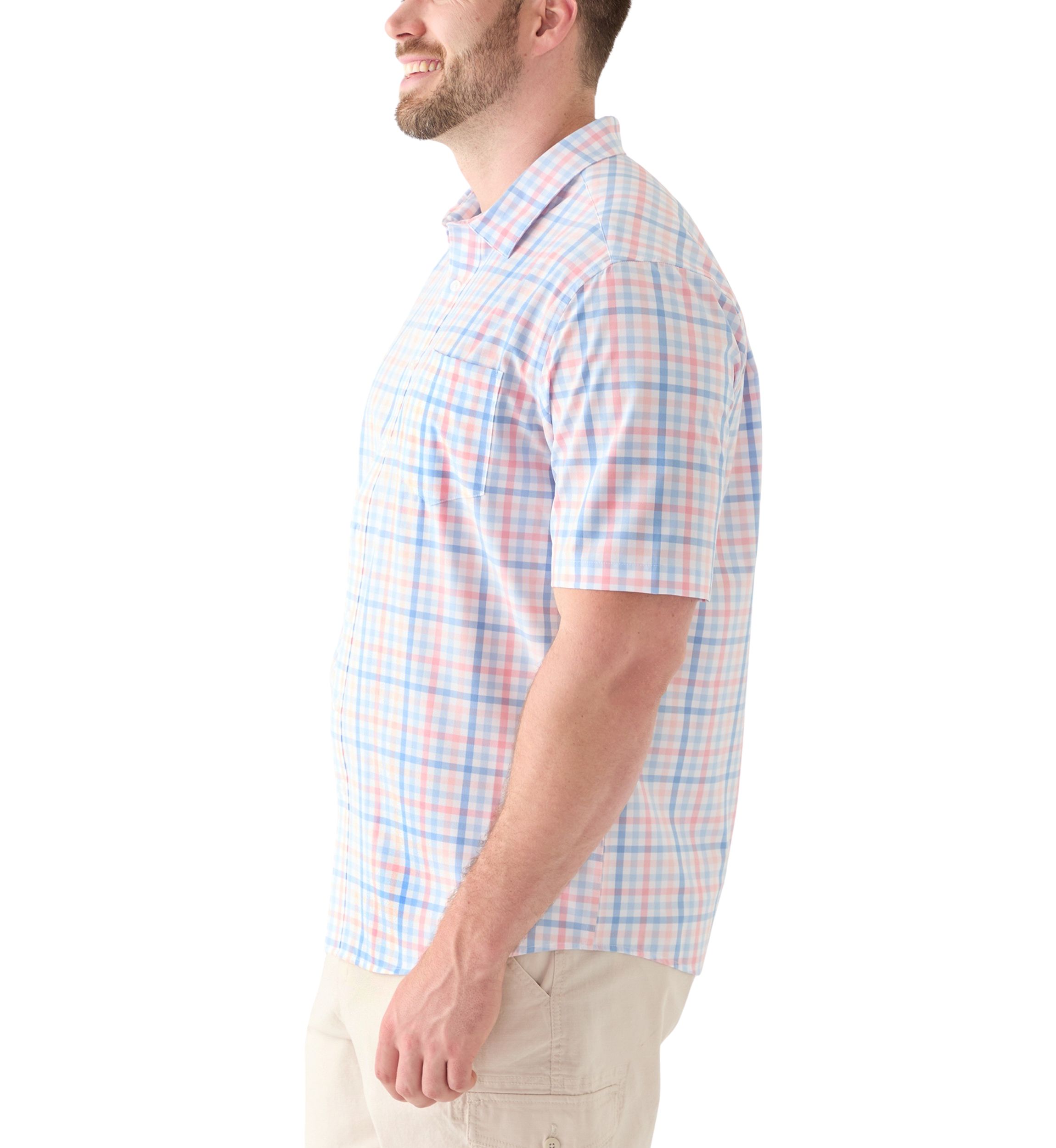 Big & Tall Short Sleeve Multi Gingham Woven Plaid Shirt 