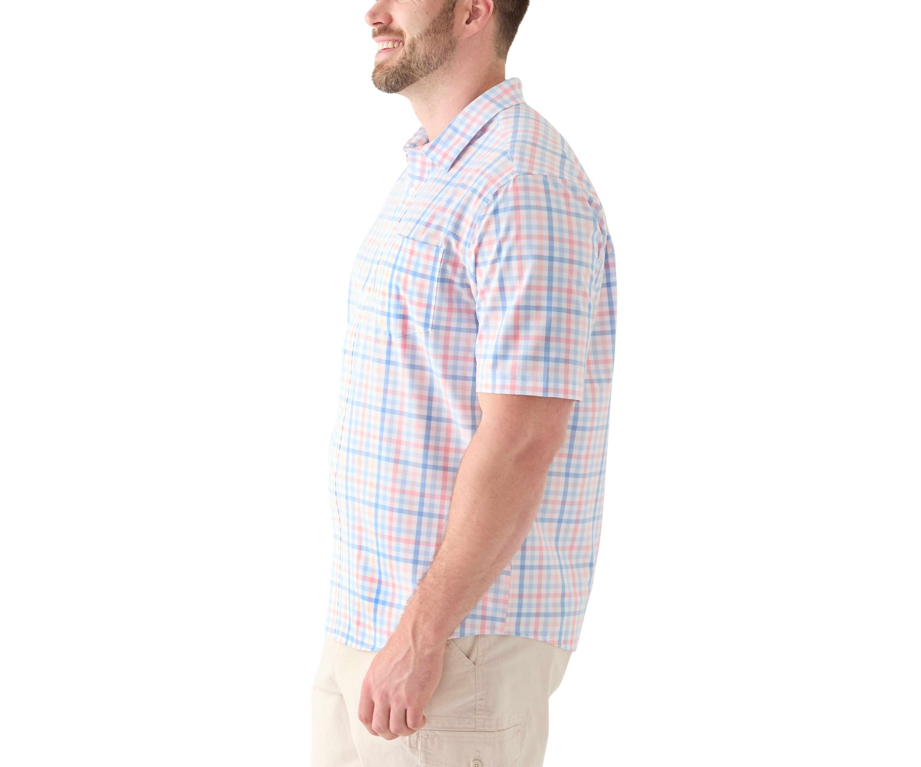 Big & Tall Short Sleeve Multi Gingham Woven Plaid Shirt 